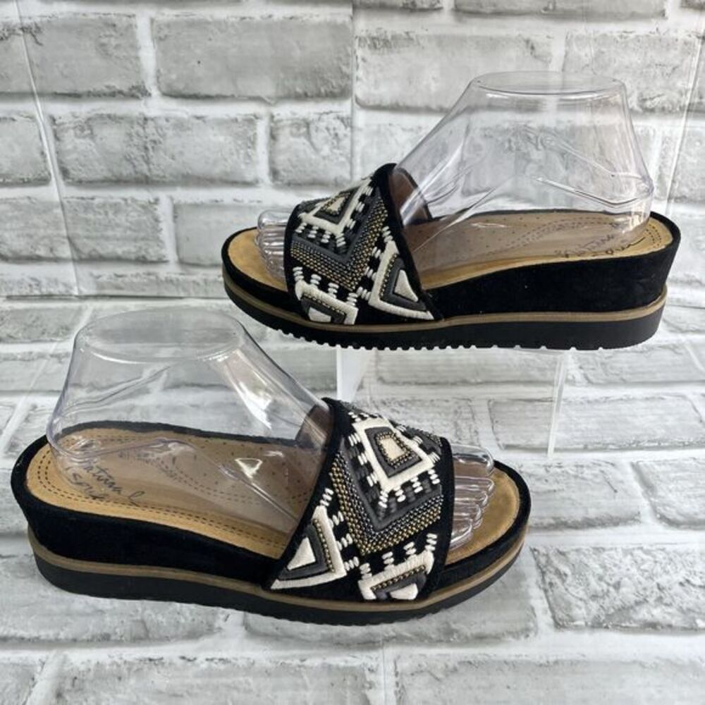 Natural Soul Kiki Women's Size 8 Boho Aztek Chic Platform Comfort Slide Wedge